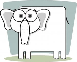 Cartoon Elephant In Black And White