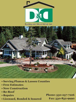 D&D Roofing and Sheet Metal Inc Susanville Ca 530-257-7226 WebDirecting.Biz