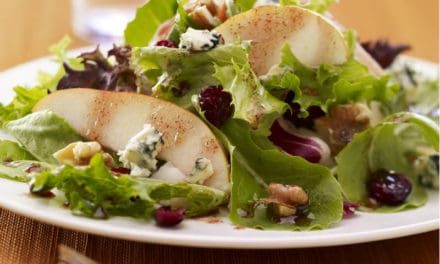 Pear and Field Green Salad with Pomegranate Vinaigrette