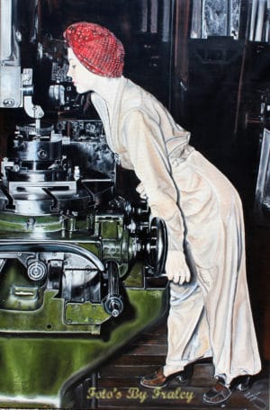 lady at the lathe painting