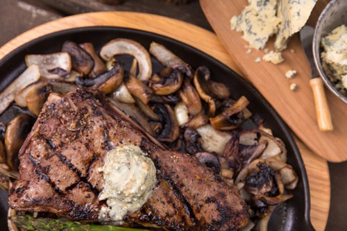 Grilled Rib-Eye Steak With  Bleu Cheese Butter