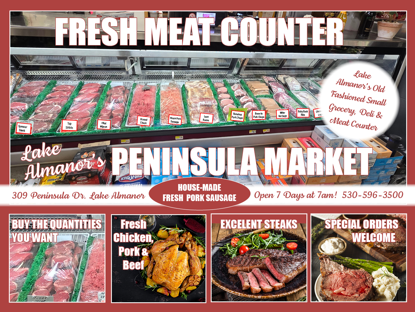 Fresh meat market lake Almanor, butcher shop